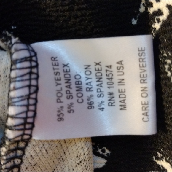 Size L black and white textured floral short sleeves women's midi dress - Picture 6 of 6